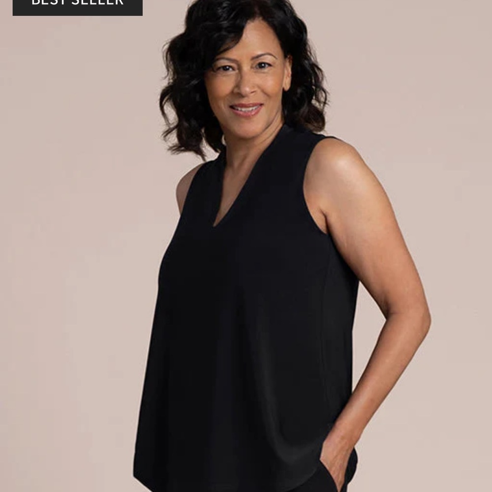 Sz 12🇨🇦⭐️NWT Sympli Black Deep V Trapeze Jersey Dress Tank